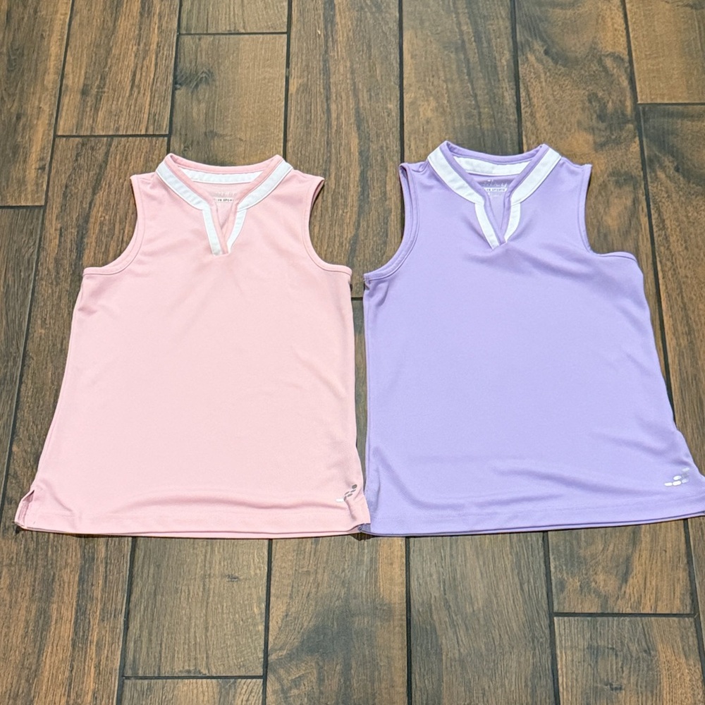 BCG Club Sports Pink and Light Lavender Tanks Girls size medium 8-10